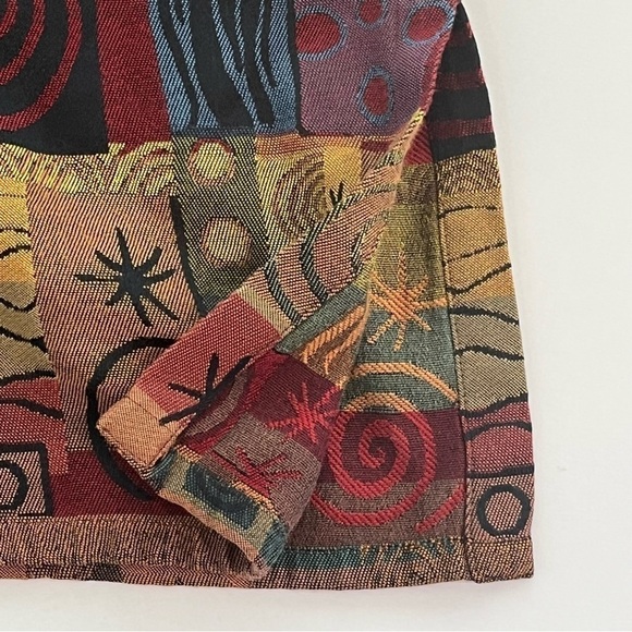 Chico’s Design Jacket 90s Abstract Print Art To Wear Mandarin Collar Sz … - Picture 7 of 15